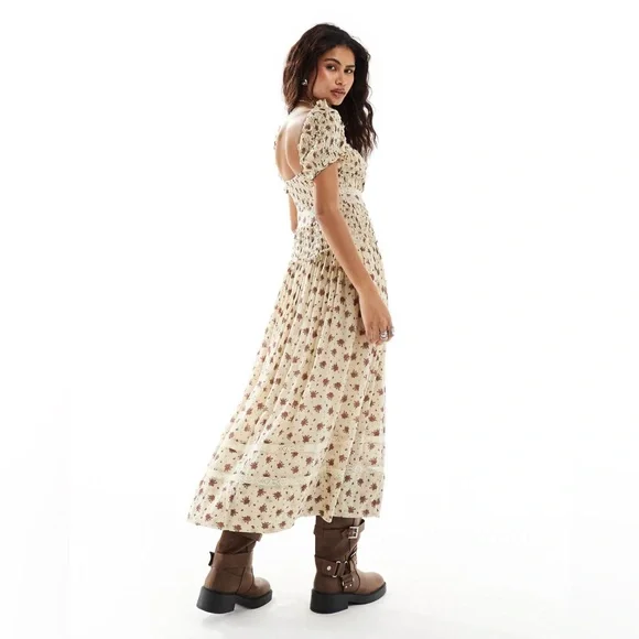 Free People Floral Maxi Dress - Cream and Red - Picture 4 of 4